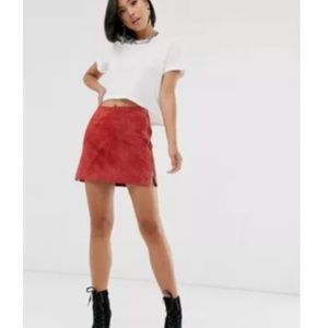 Blank NYC Rust Suede Side Zip Skirt